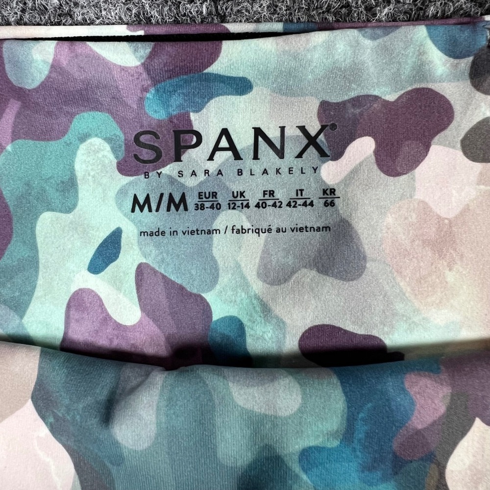 Spanx Booty Boost Active 7/8 Leggings Camo Multi Color Purple Teal Medium
